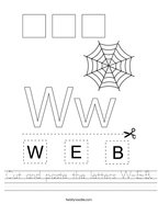 Cut and paste the letters W-E-B Handwriting Sheet