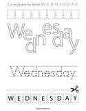 Cut and paste the letters W-E-D-N-E-S-D-A-Y Coloring Page