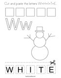 Cut and paste the letters W-H-I-T-E Coloring Page