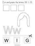 Cut and paste the letters W-I-G Coloring Page