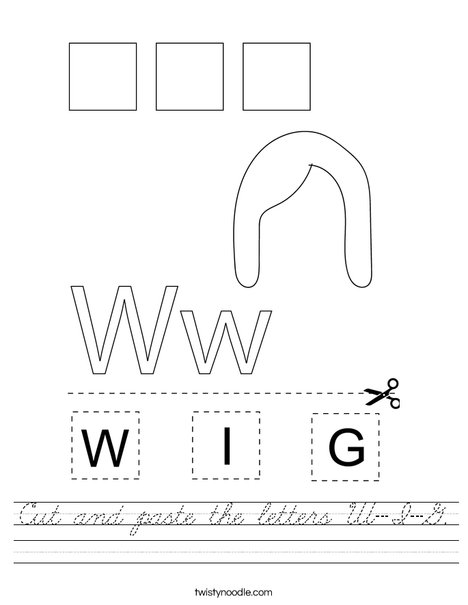 Cut and paste the letters W-I-G. Worksheet