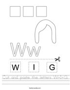 Cut and paste the letters W-I-G Handwriting Sheet