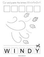 Cut and paste the letters W-I-N-D-Y Coloring Page