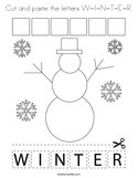 Cut and paste the letters W-I-N-T-E-R Coloring Page