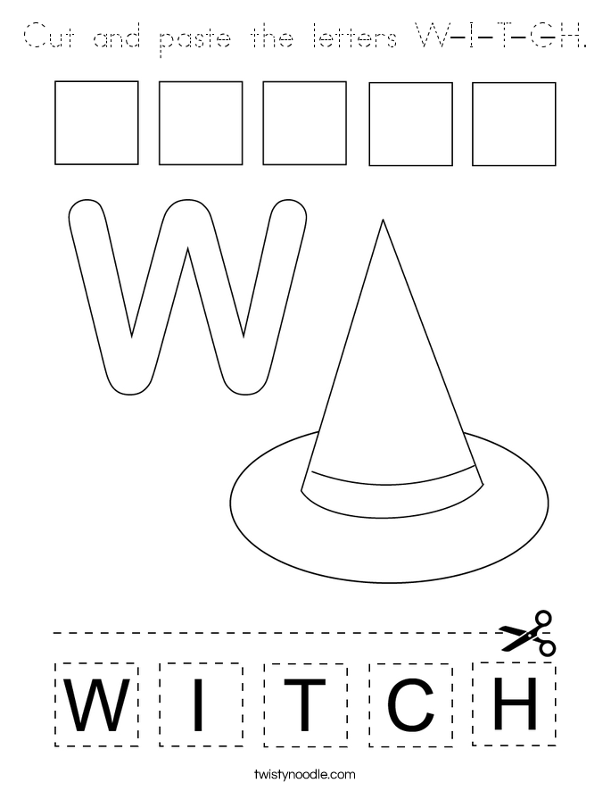Cut and paste the letters W-I-T-C-H. Coloring Page