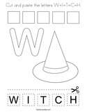 Cut and paste the letters W-I-T-C-H Coloring Page