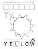 Cut and paste the letters Y-E-L-L-O-W Coloring Page