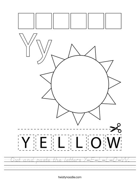Cut and paste the letters Y-E-L-L-O-W. Worksheet