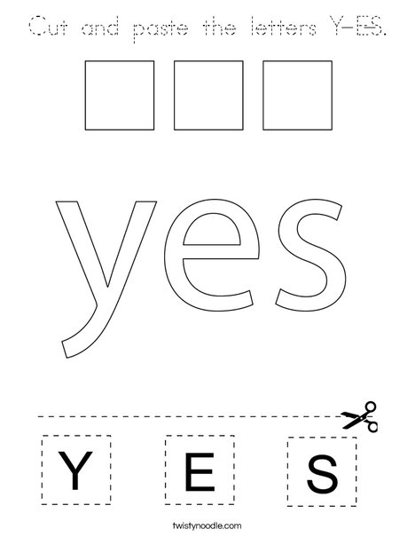 Cut and paste the letters Y-E-S. Coloring Page