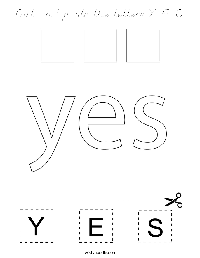 Cut and paste the letters Y-E-S. Coloring Page