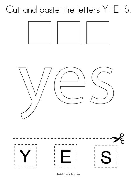 Cut and paste the letters Y-E-S Coloring Page - Twisty Noodle