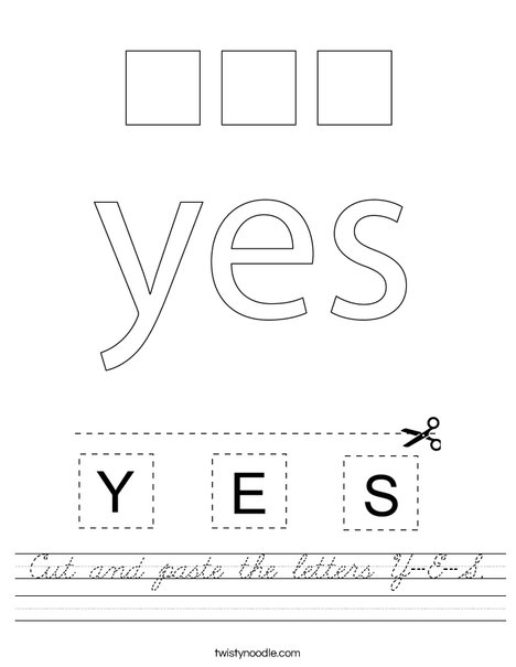 Cut and paste the letters Y-E-S. Worksheet
