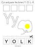 Cut and paste the letters Y-O-L-K Coloring Page
