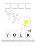 Cut and paste the letters Y-O-L-K. Worksheet
