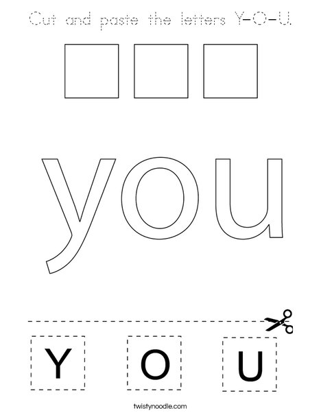 Cut and paste the letters Y-O-U. Coloring Page