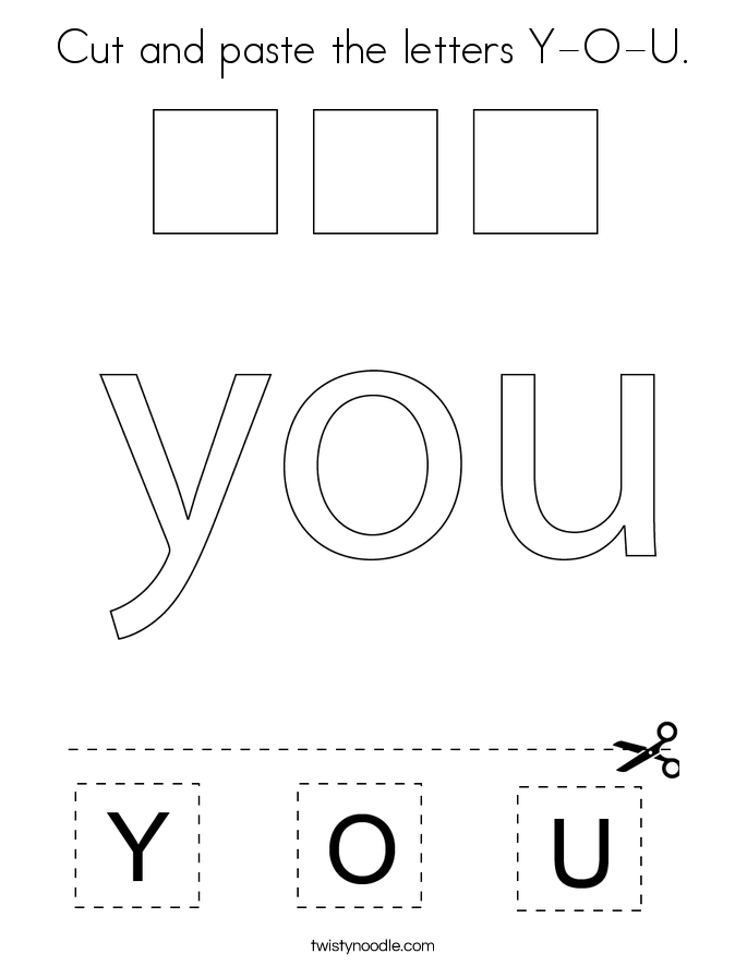 Cut and paste the letters Y-O-U. Coloring Page