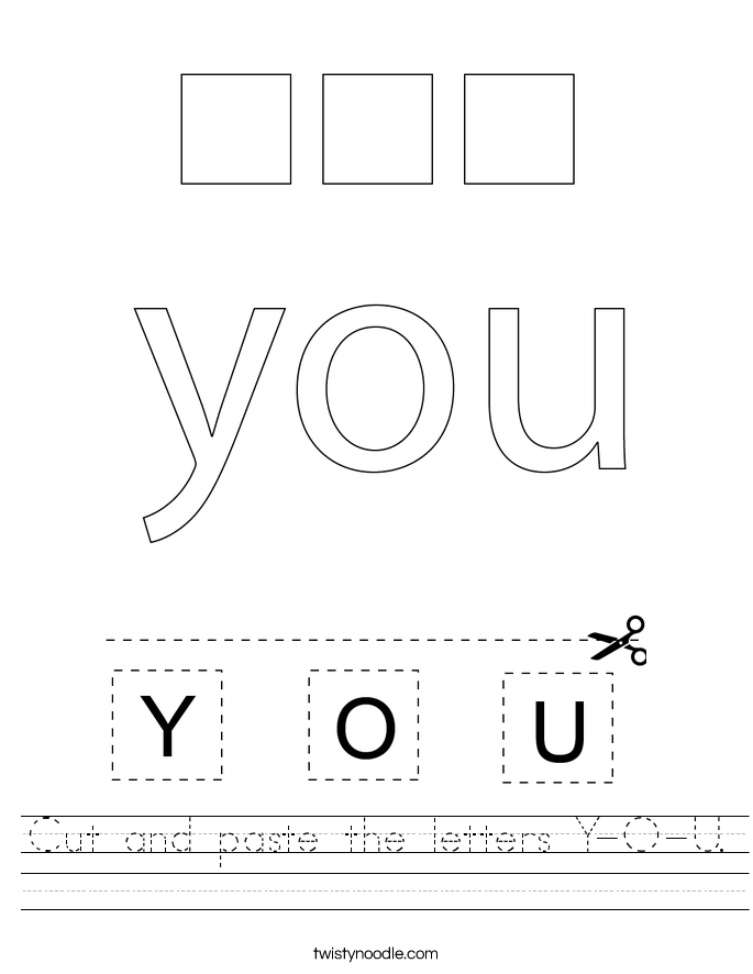 Cut and paste the letters Y-O-U. Worksheet