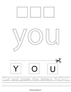 Cut and paste the letters Y-O-U Handwriting Sheet