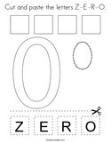 Cut and paste the letters Z-E-R-O Coloring Page
