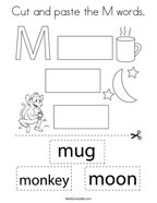 Cut and paste the M words Coloring Page