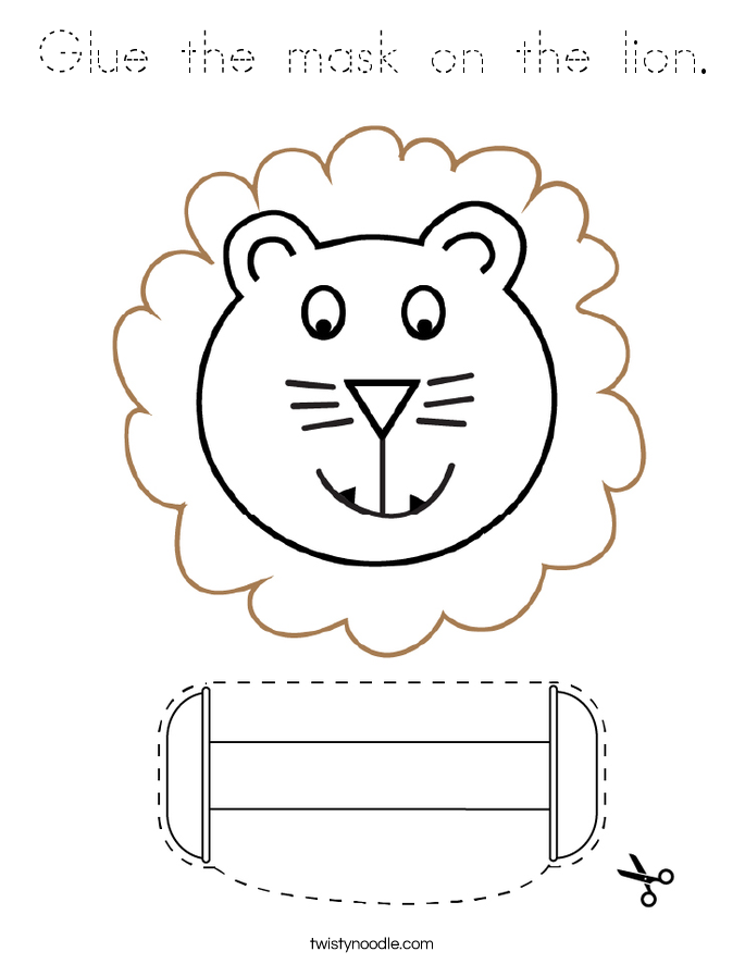 Glue the mask on the lion. Coloring Page