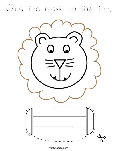 Cut and paste the mask on the lion. Coloring Page