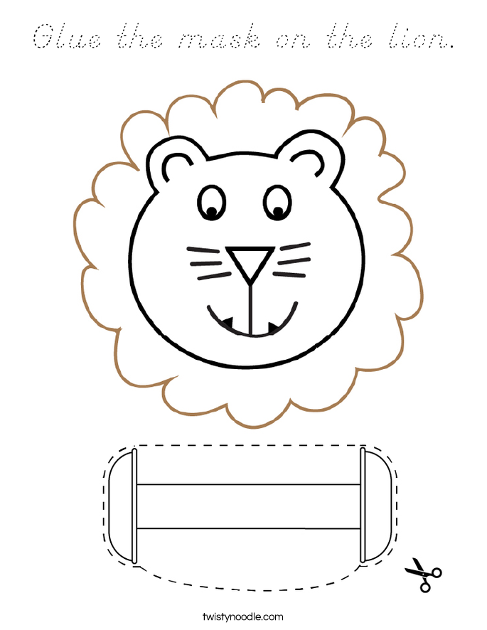 Glue the mask on the lion. Coloring Page
