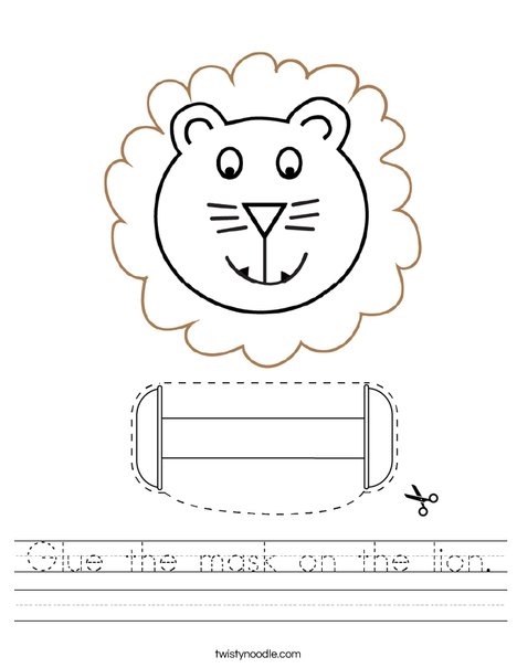 Cut and paste the mask on the lion. Worksheet