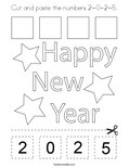 Cut and paste the numbers 2-0-2-5. Coloring Page