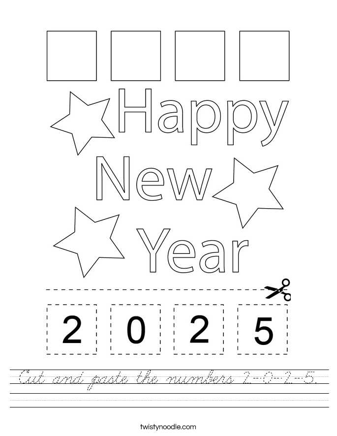 Cut and paste the numbers 2-0-2-5. Worksheet