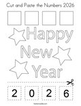 Cut and Paste the Numbers 2026 Coloring Page