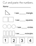 Cut and paste the numbers Coloring Page
