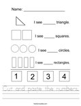 Cut and paste the numbers. Worksheet