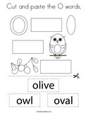 Cut and paste the O words Coloring Page