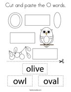 Cut and paste the O words Coloring Page