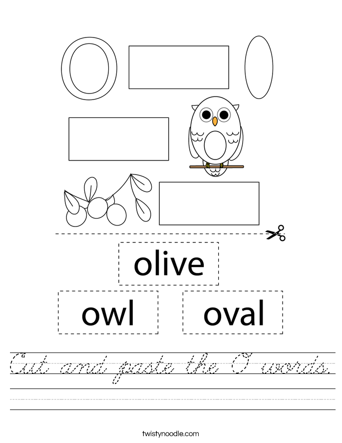 Cut and paste the O words. Worksheet