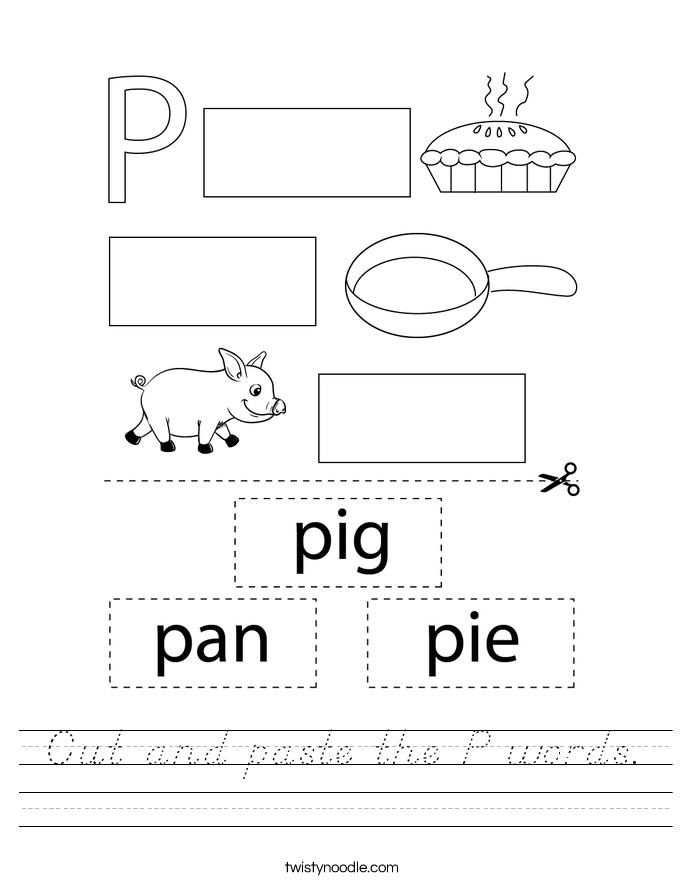 Cut and paste the P words. Worksheet