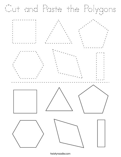 Cut and Paste the Polygons Coloring Page