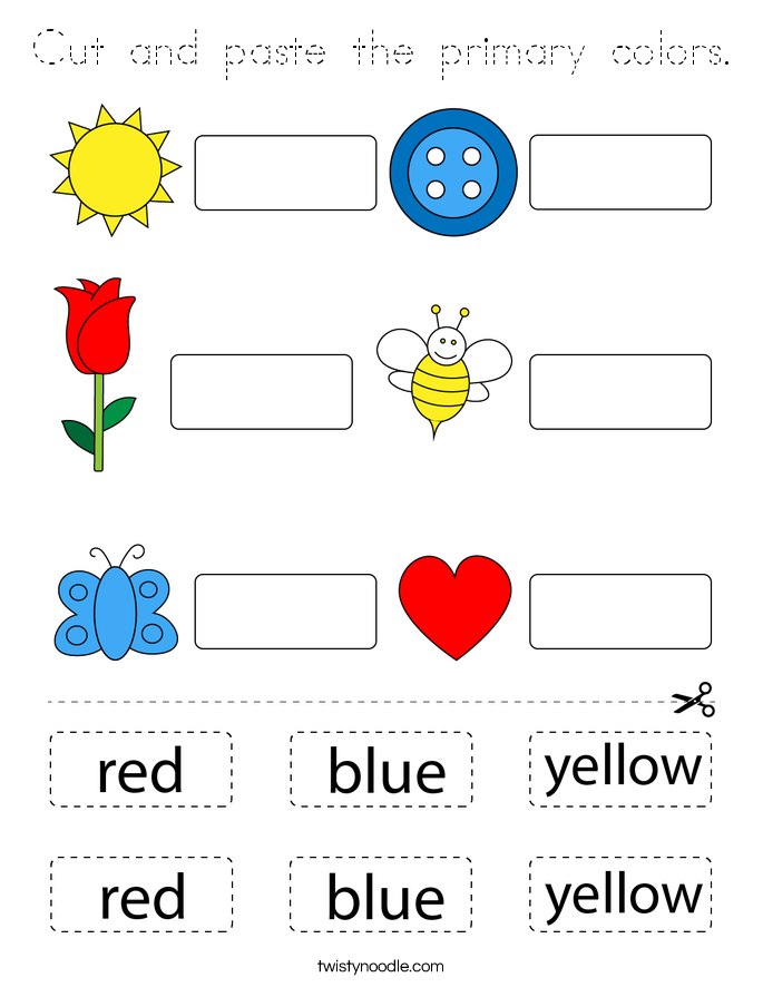 Cut and paste the primary colors. Coloring Page