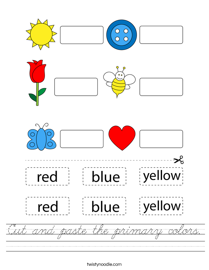 Cut and paste the primary colors. Worksheet