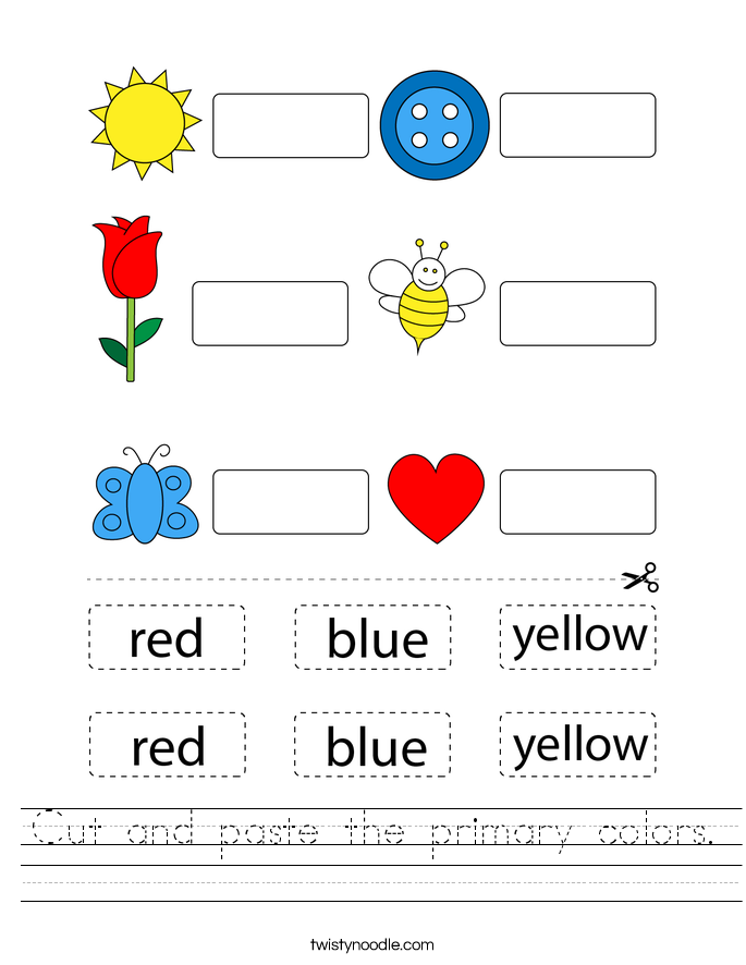 Cut and paste the primary colors. Worksheet