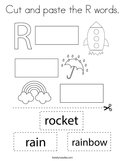 Cut and paste the R words Coloring Page