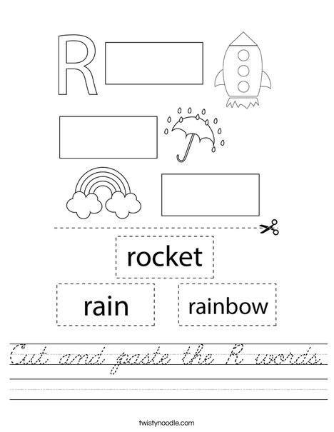 Cut and paste the R words. Worksheet