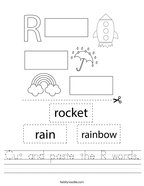 Cut and paste the R words Handwriting Sheet