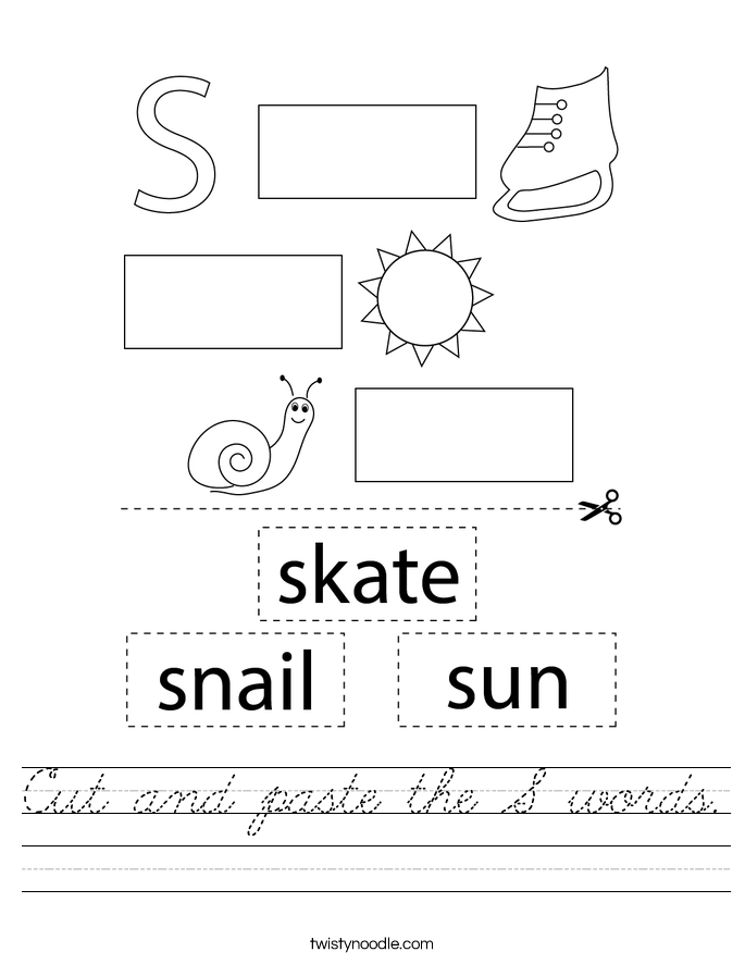 Cut and paste the S words. Worksheet