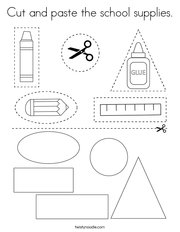 Cut and paste the school supplies. Coloring Page
