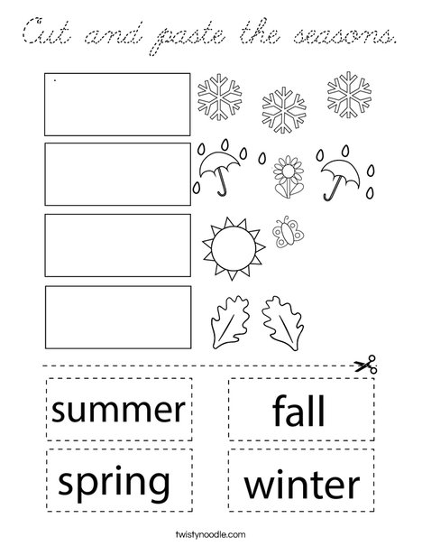 Cut and paste the seasons. Coloring Page