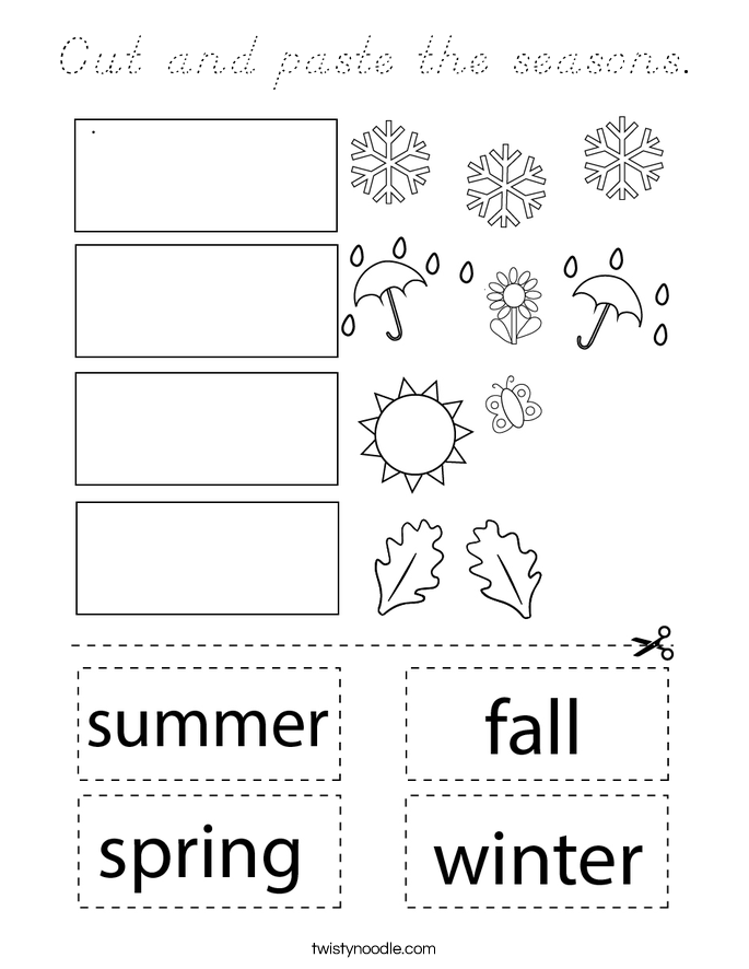 Cut and paste the seasons. Coloring Page