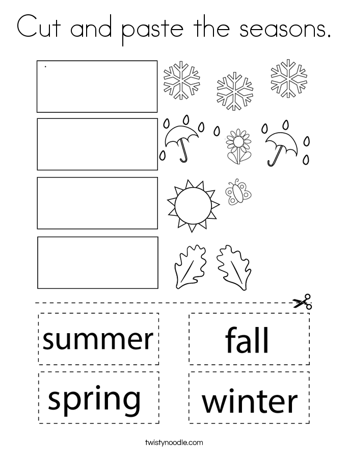 Cut and paste the seasons Coloring - Cut And Paste The Seasons Coloring Page 