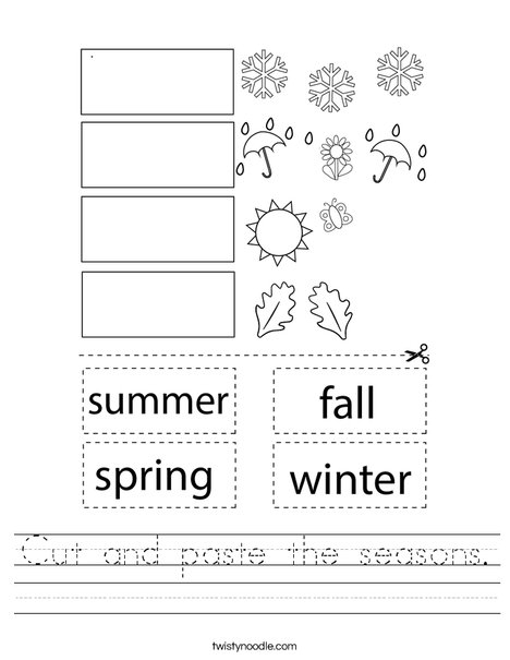 cut and paste the seasons worksheet twisty noodle